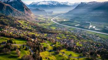 View of the Rhine Valley and the surrounding mountains View of the Rhine Valley and the surrounding mountains