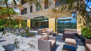 The cozy terrace at the b_smart hotel