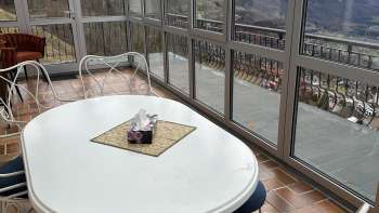 Terrace with views of the surrounding mountains and the Rhine Valley