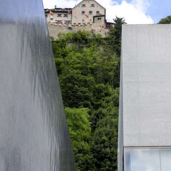 Liechtenstein Art Museum with Hilti Art Foundation in front of Vaduz Castle 
