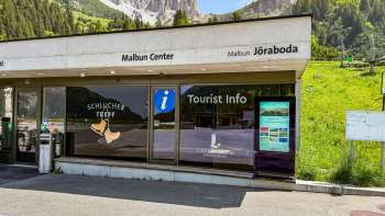 View of the Malbun Center Liechtenstein's mountain panorama in the background