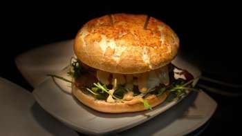 Close-up of a delicious burger in the American Diner 1950