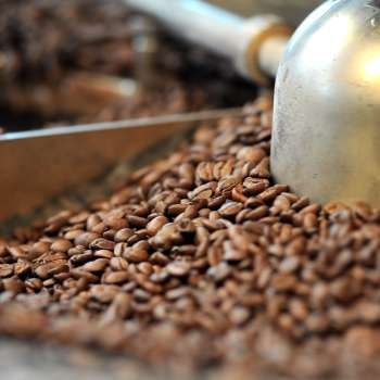 Close-up of coffee roasting at the Demmel roasting plant