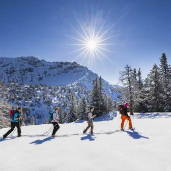 snowshoe hiking on Schönberg mountain