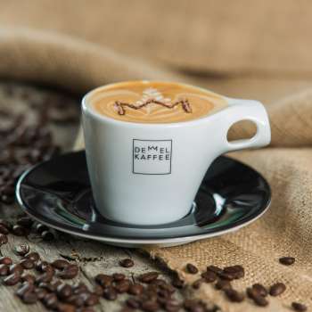 Detail shot of a coffee cup at Kaffee Demmel