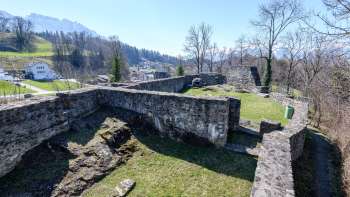 Remains of the castle ruins in Schellenberg with a view over the valley