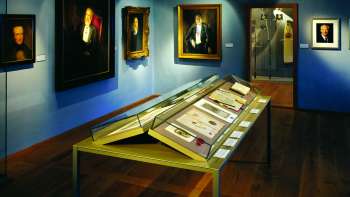 Princely Room in the Liechtenstein NationalMuseum with exhibits in the background