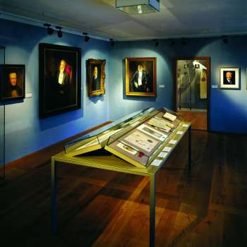 Princely Room in the Liechtenstein NationalMuseum with exhibits in the background