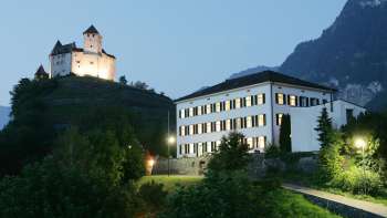 An evening view of the Haus Gutenberg  Gutenberg Castle the background