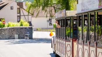 Shot from the side showing the Citytrain on a sunny day in Liechtenstein