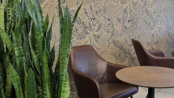 The cozy interior of Amann Bakery