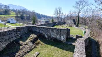Remains of the castle ruins in Schellenberg with a view over the valley