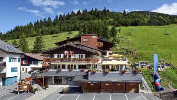 Exterior view of the Hotel Turna in the mountain village of Malbun