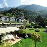 Exclusive Parkhotel Sonnenhof in Vaduz with gardens and mountain backdrop